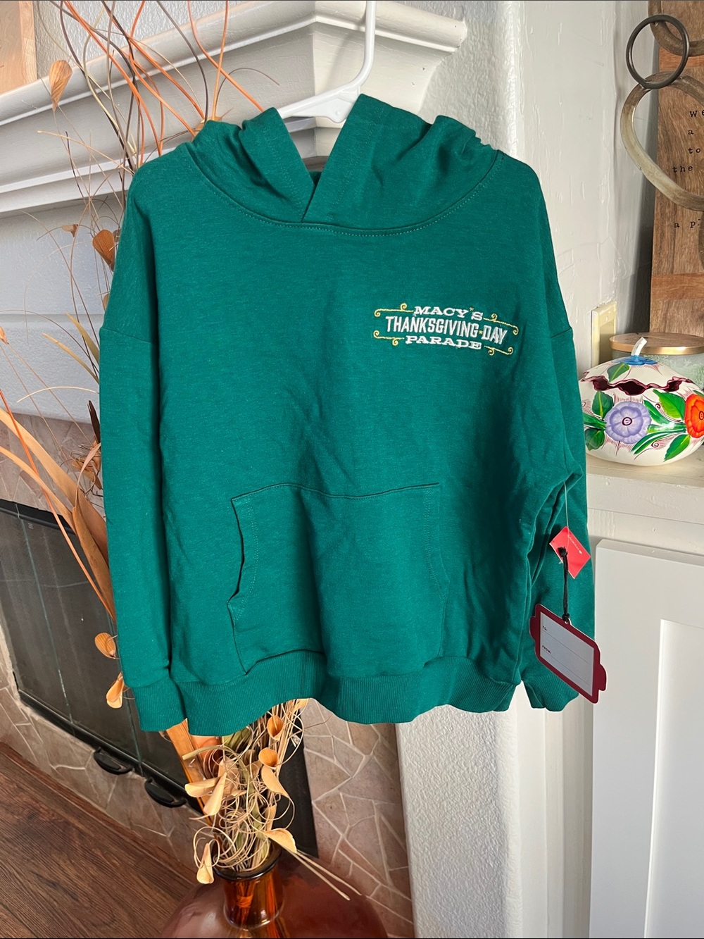 Macy's Teal Green Hooded Pullover with Front Pocket